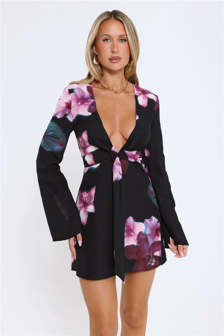 Twilight Bloom Dream Long Sleeve Mini Dress Floral