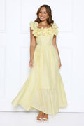 Magnetic Energy Off Shoulder Maxi Dress Yellow