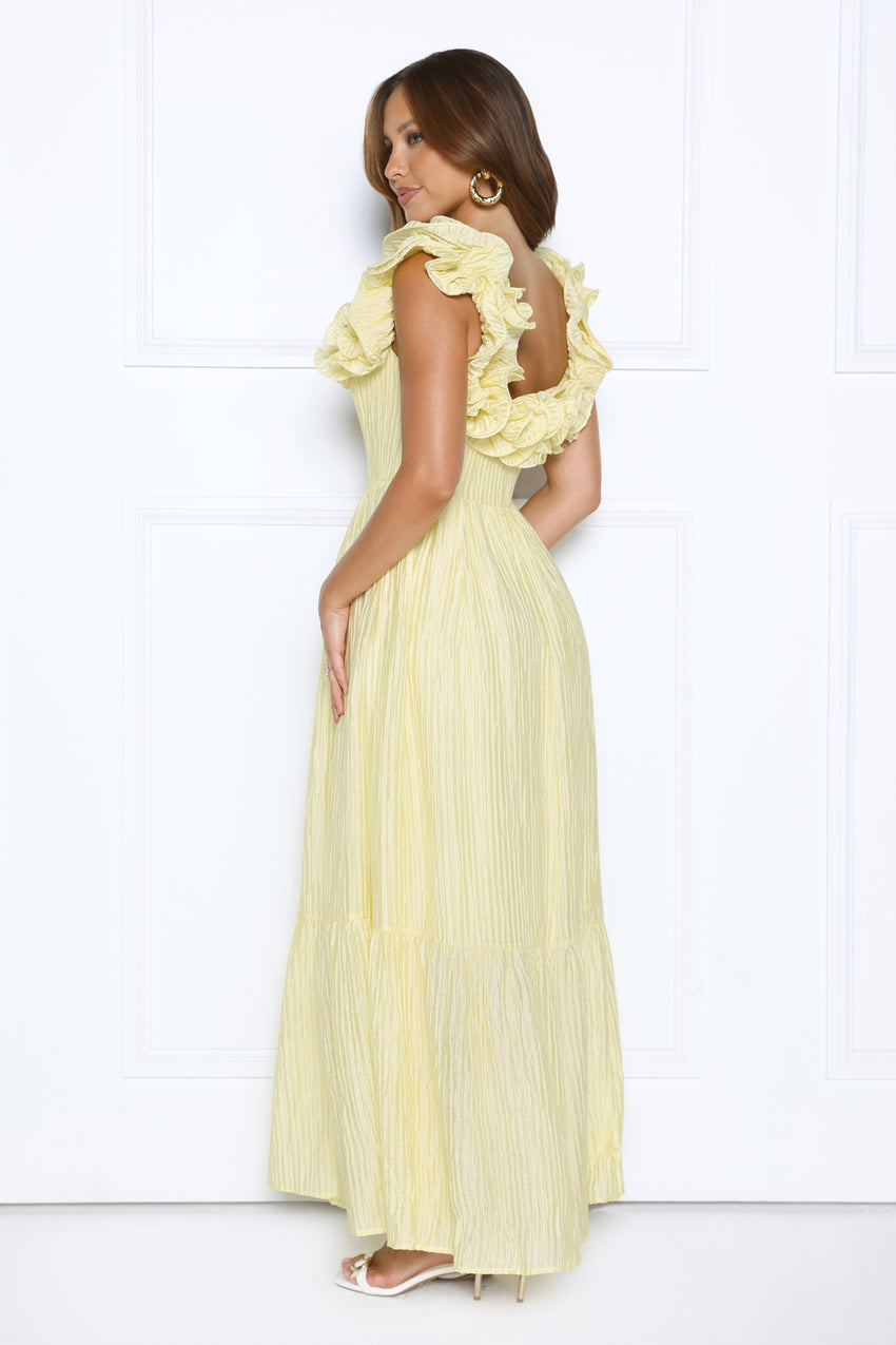 Magnetic Energy Off Shoulder Maxi Dress Yellow