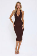 Not Your Girl Bandage Midi Dress Brown