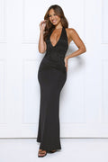 Always That Girl Halter Maxi Dress Black