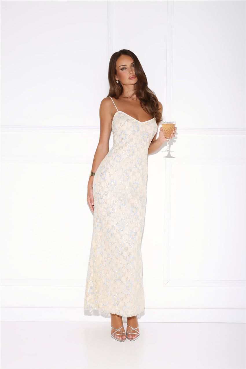 She's Always Right Lace Maxi Dress Yellow