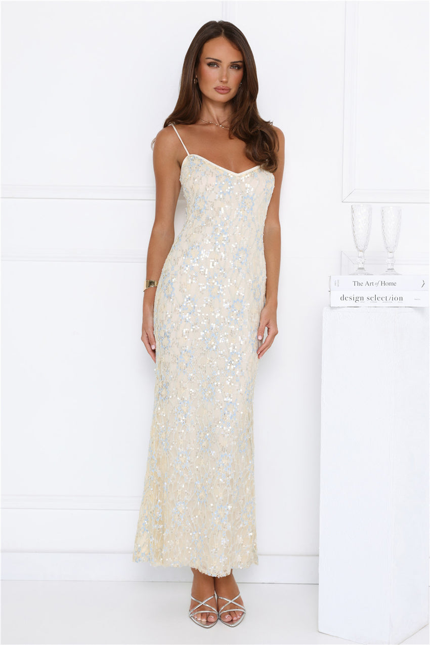 She's Always Right Lace Maxi Dress Yellow
