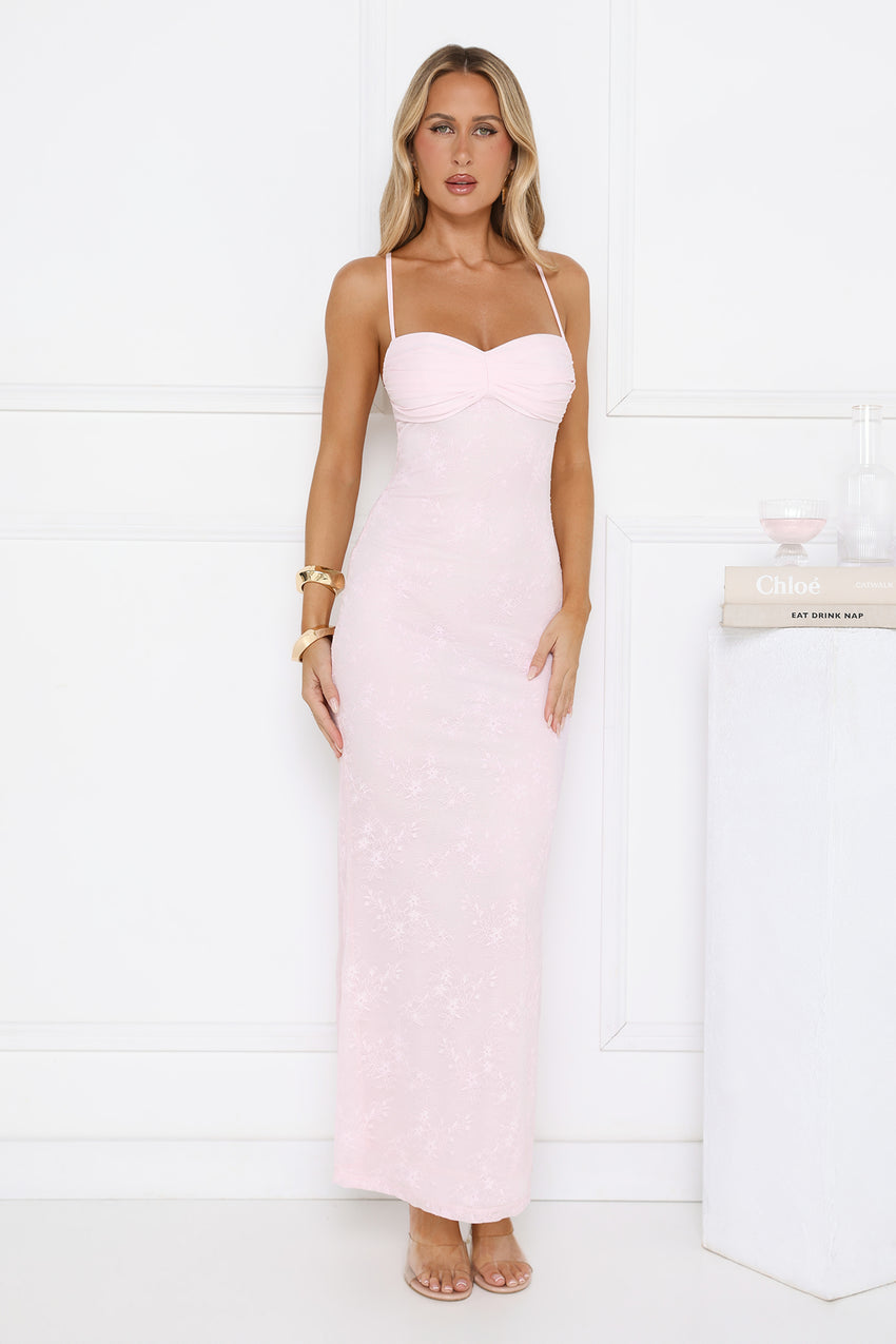 Love Bitten Lace Maxi Dress Pink