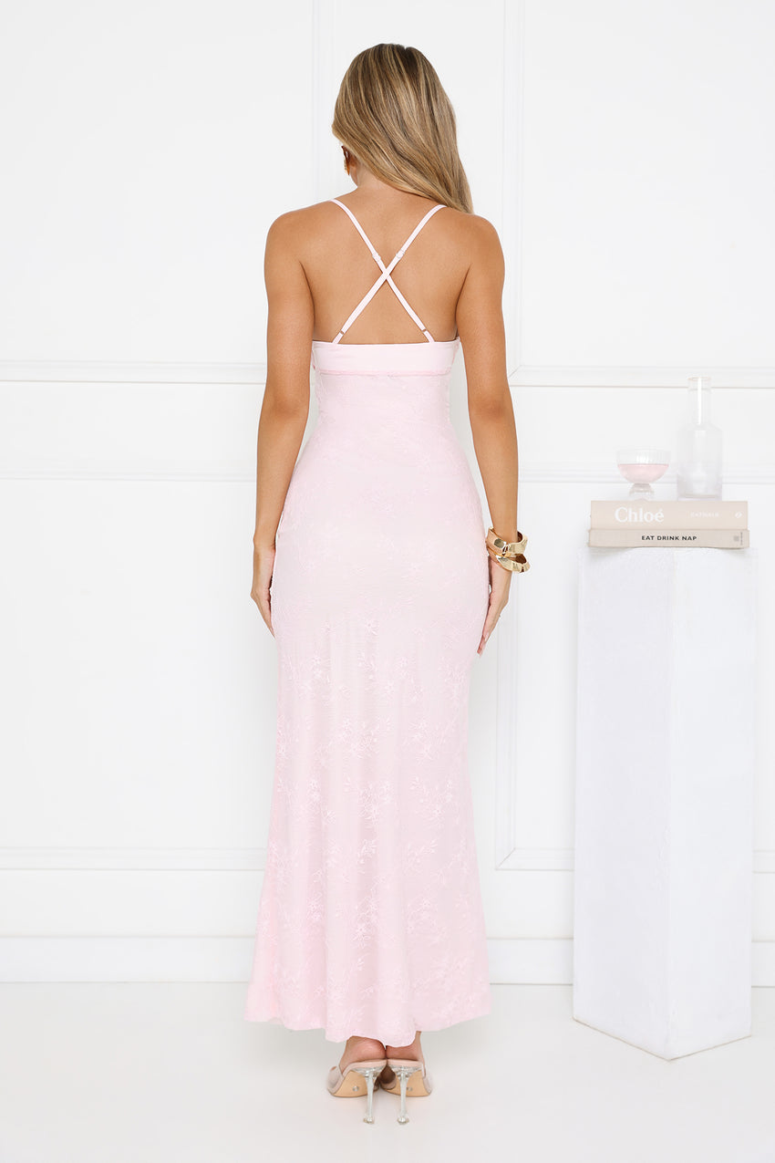 Love Bitten Lace Maxi Dress Pink