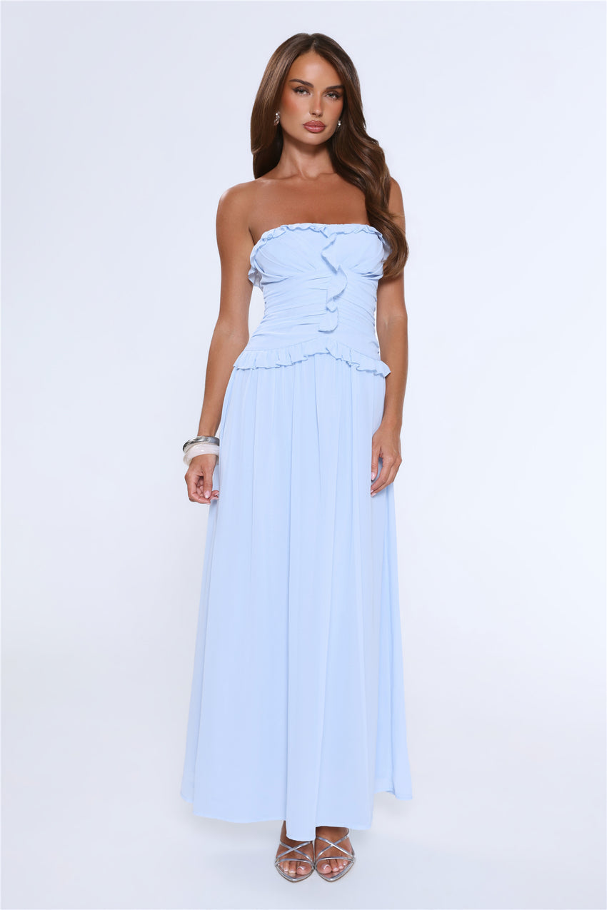 Hour Whispers Strapless Maxi Dress Blue