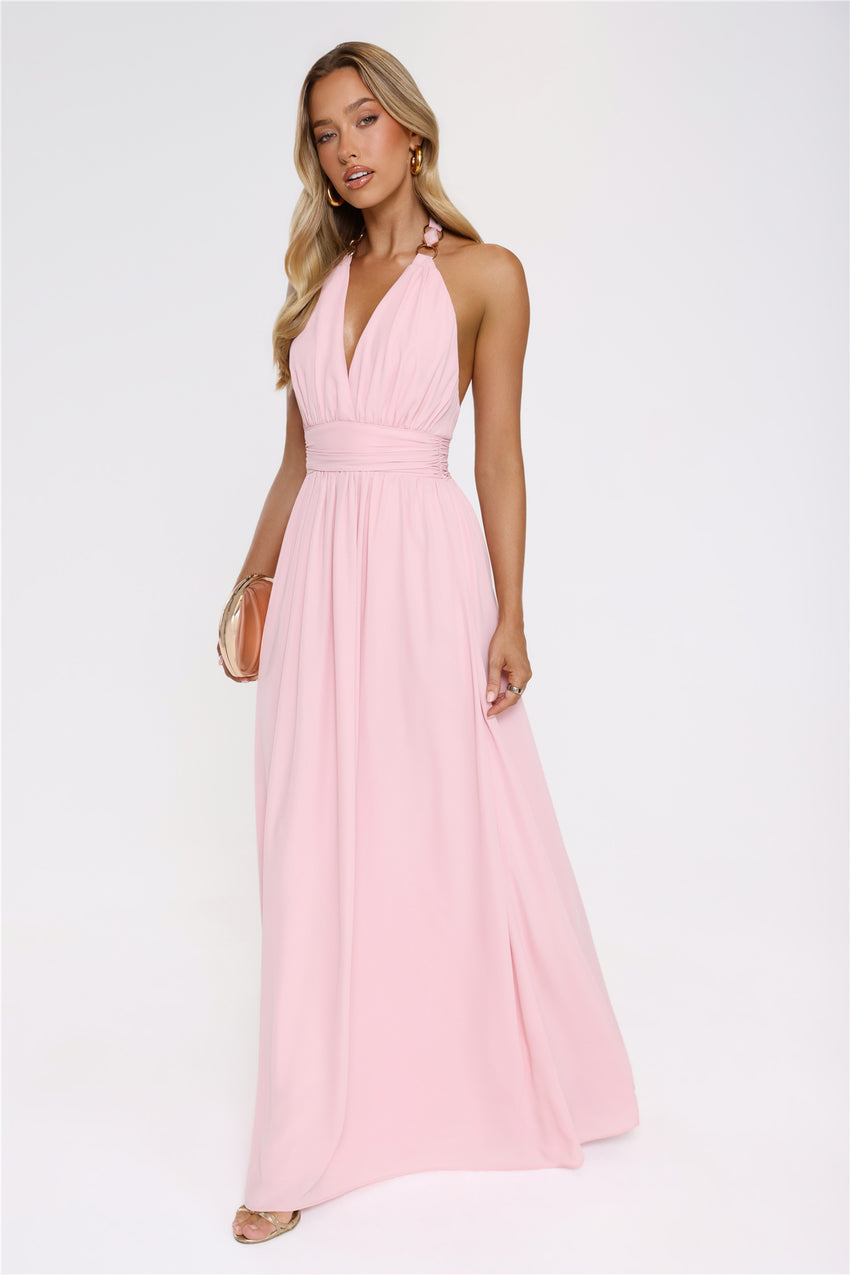 Eternal Coastline Halter Maxi Dress Pink