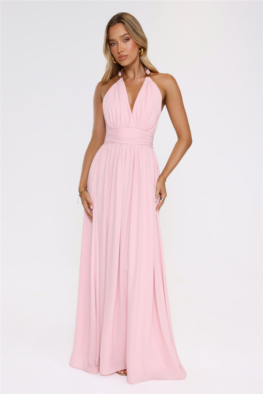 Eternal Coastline Halter Maxi Dress Pink