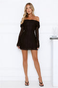 Secret Smile Lace Off Shoulder Mini Dress Black