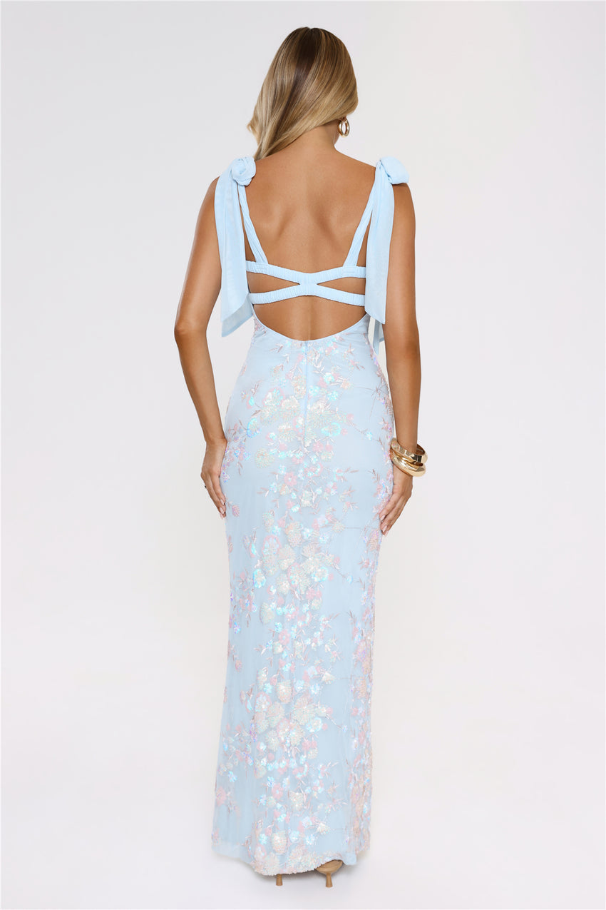 Lantern Light Love Sequin Maxi Dress Blue