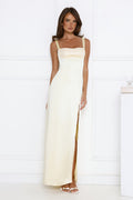 Headturner Energy Satin Maxi Dress Yellow