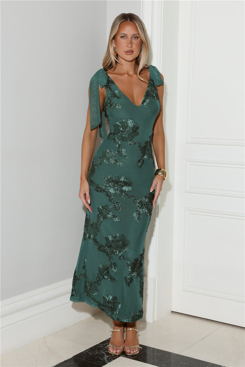 Golden Doll Mesh Maxi Dress Teal