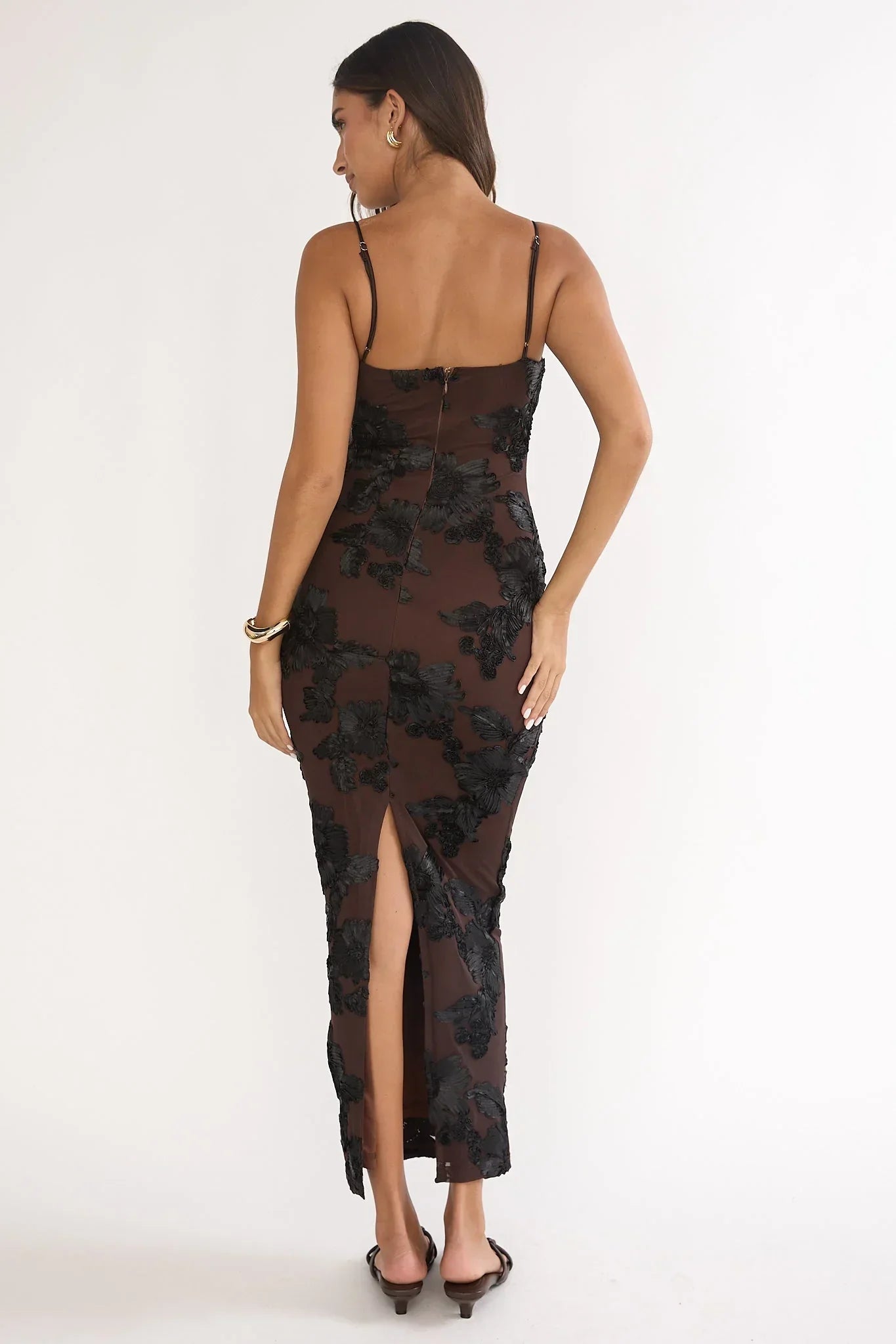 Kaela Embellished Maxi Dress Chocolate