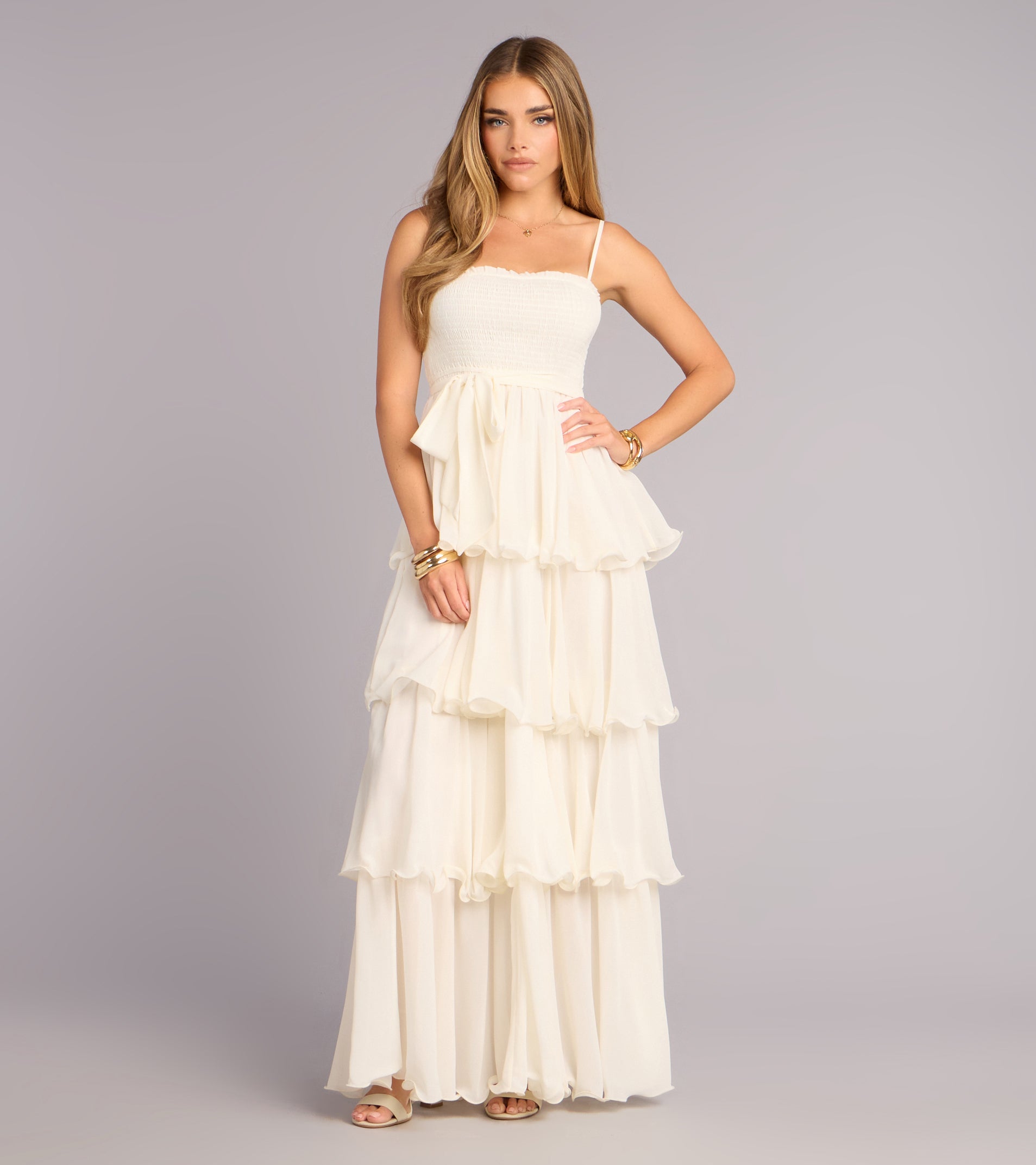 Love in Layers Ruffle Chiffon Maxi Dress