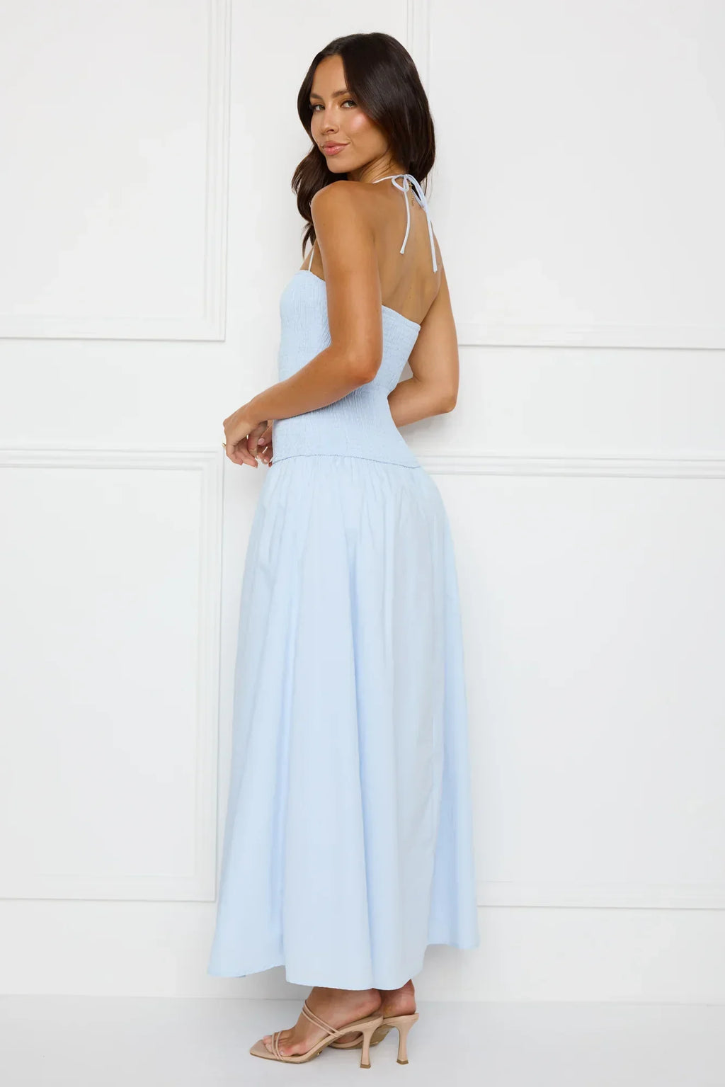 Unmatched Energy Halter Maxi Dress Blue
