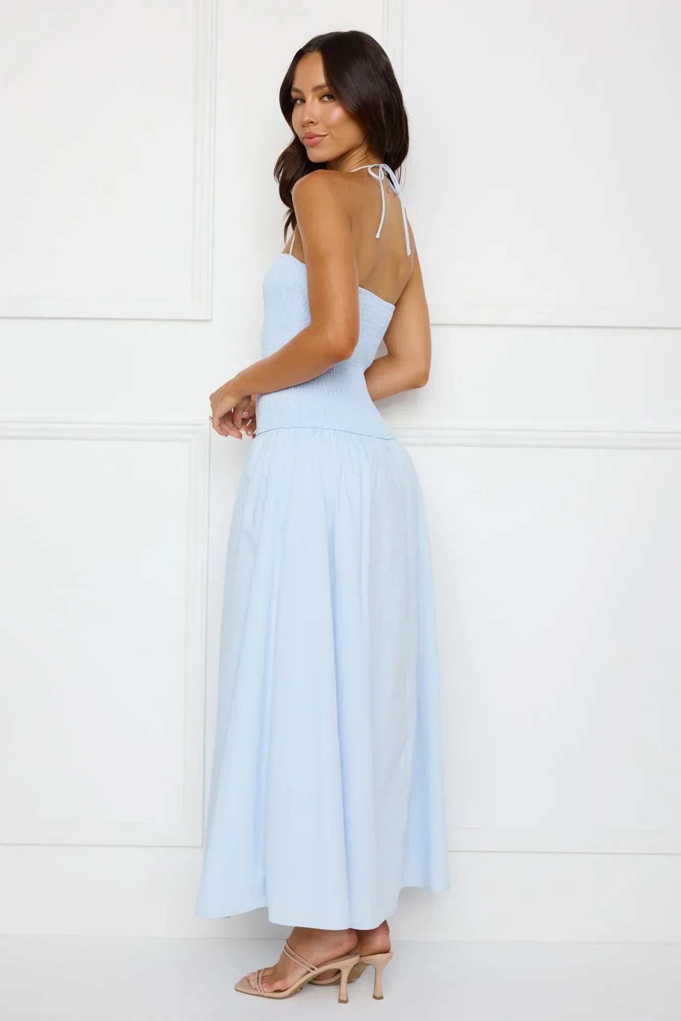 Unmatched Energy Halter Maxi Dress Blue