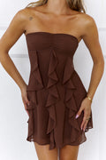 Imagine It Strapless Mini Dress Brown