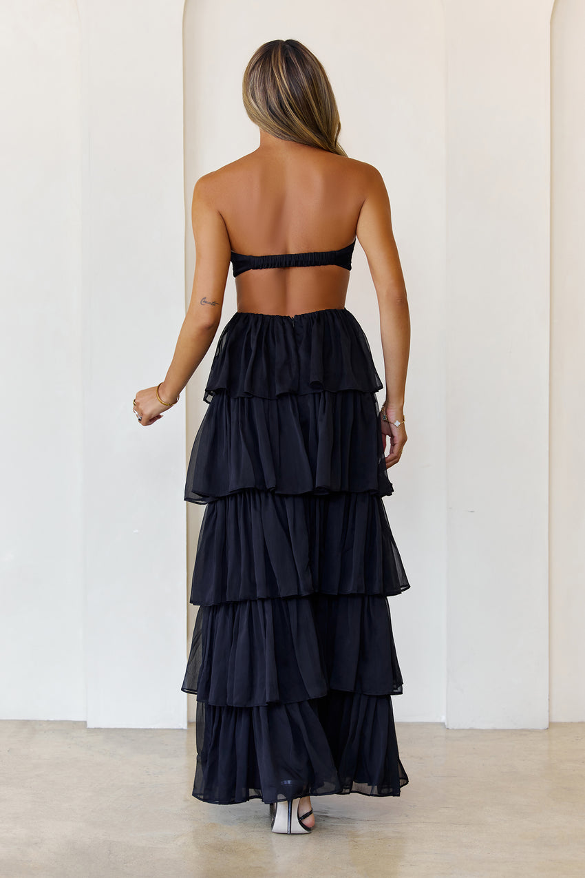Luxe Mode Strapless Maxi Dress  Black