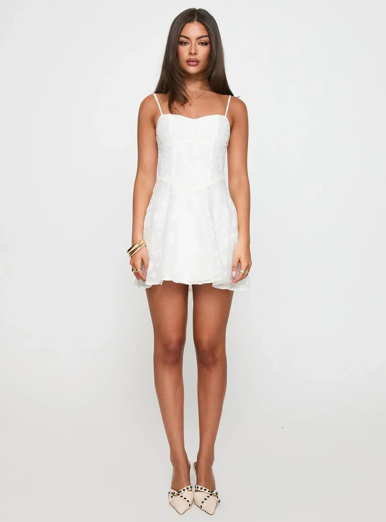 New Chapters Broderie Mini Dress In White