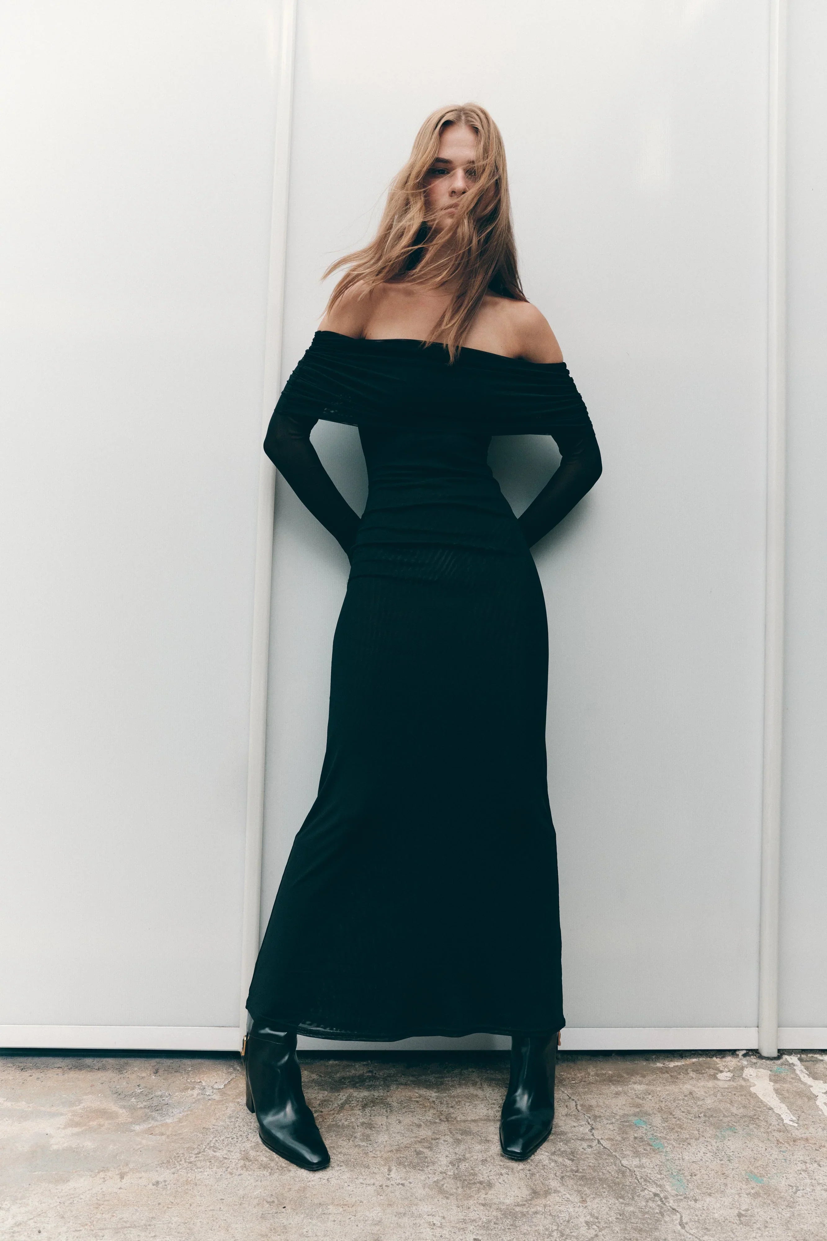 Josie Off Shoulder Mesh Maxi Dress