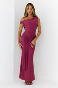 Want The Best Off Shoulder Maxi Dress Plum