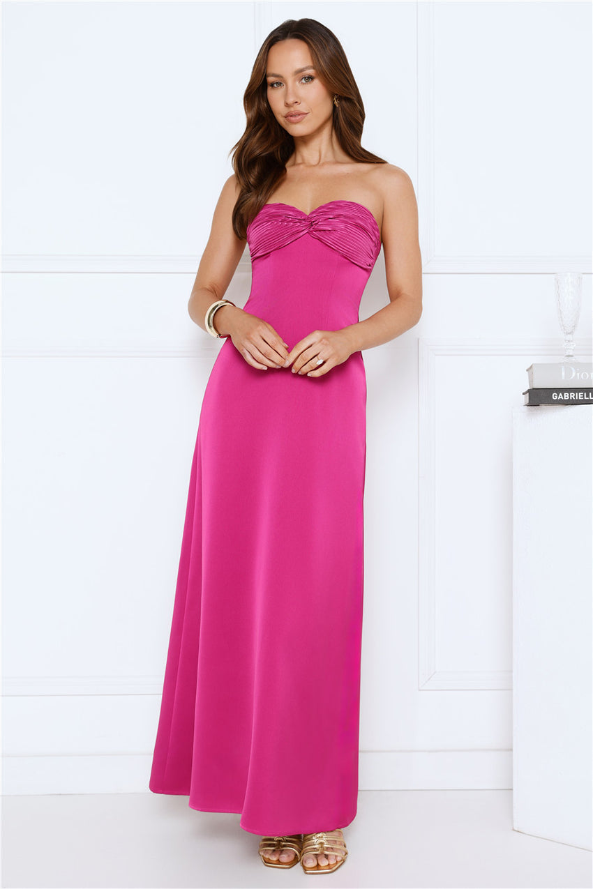 Dressed To Daydream Strapless Maxi Dress Pink