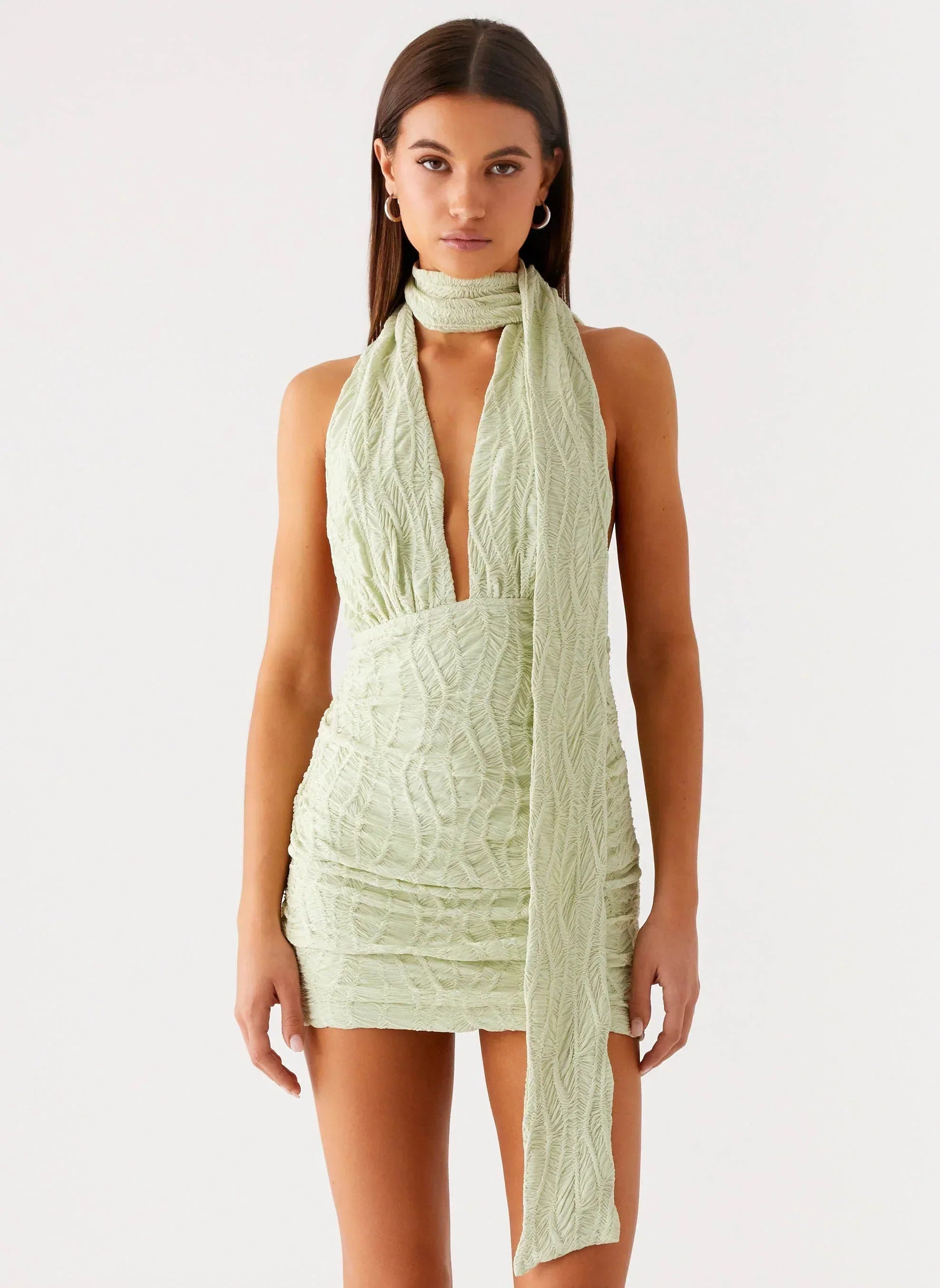 Crimson Mini Dress - Forest Sage