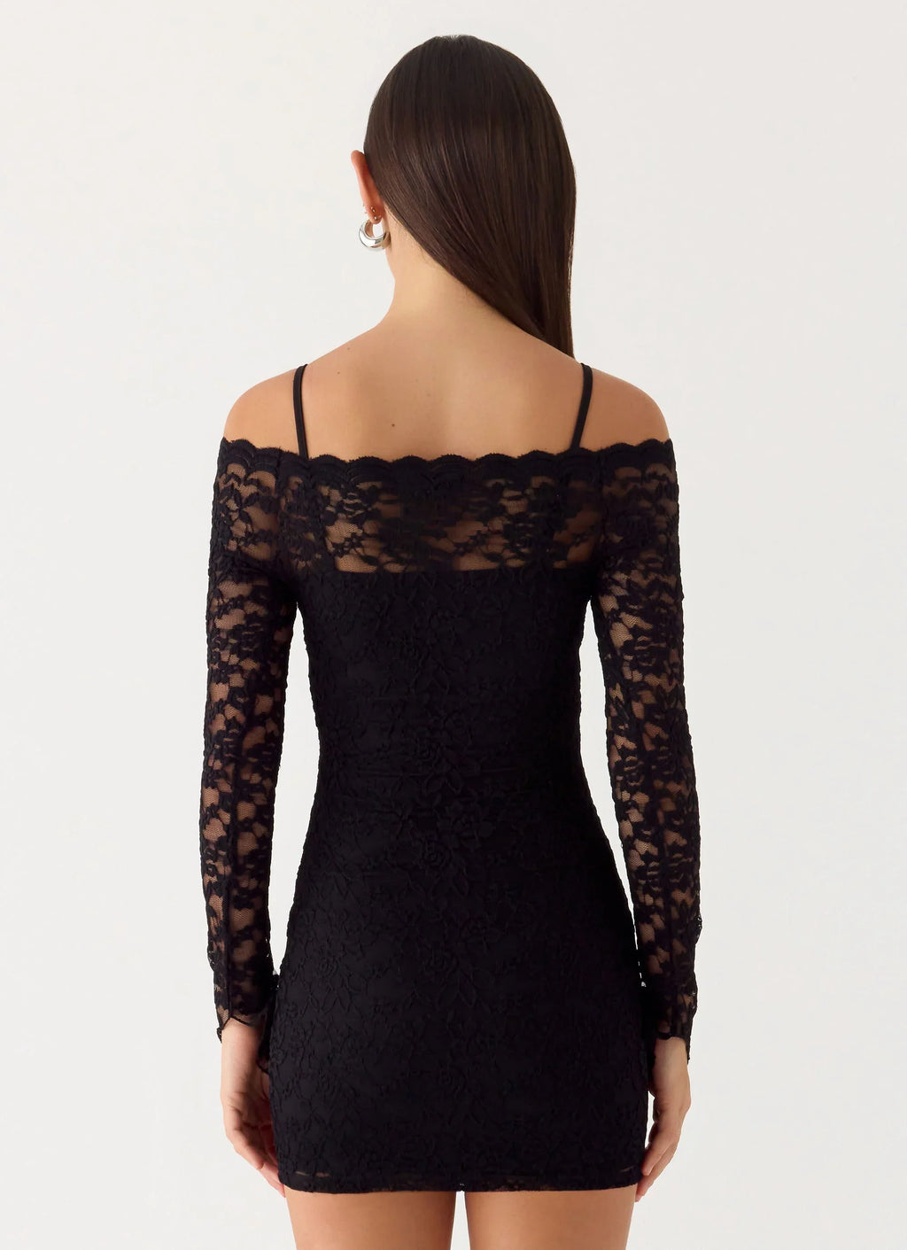 Just This Once Lace Mini Dress Black