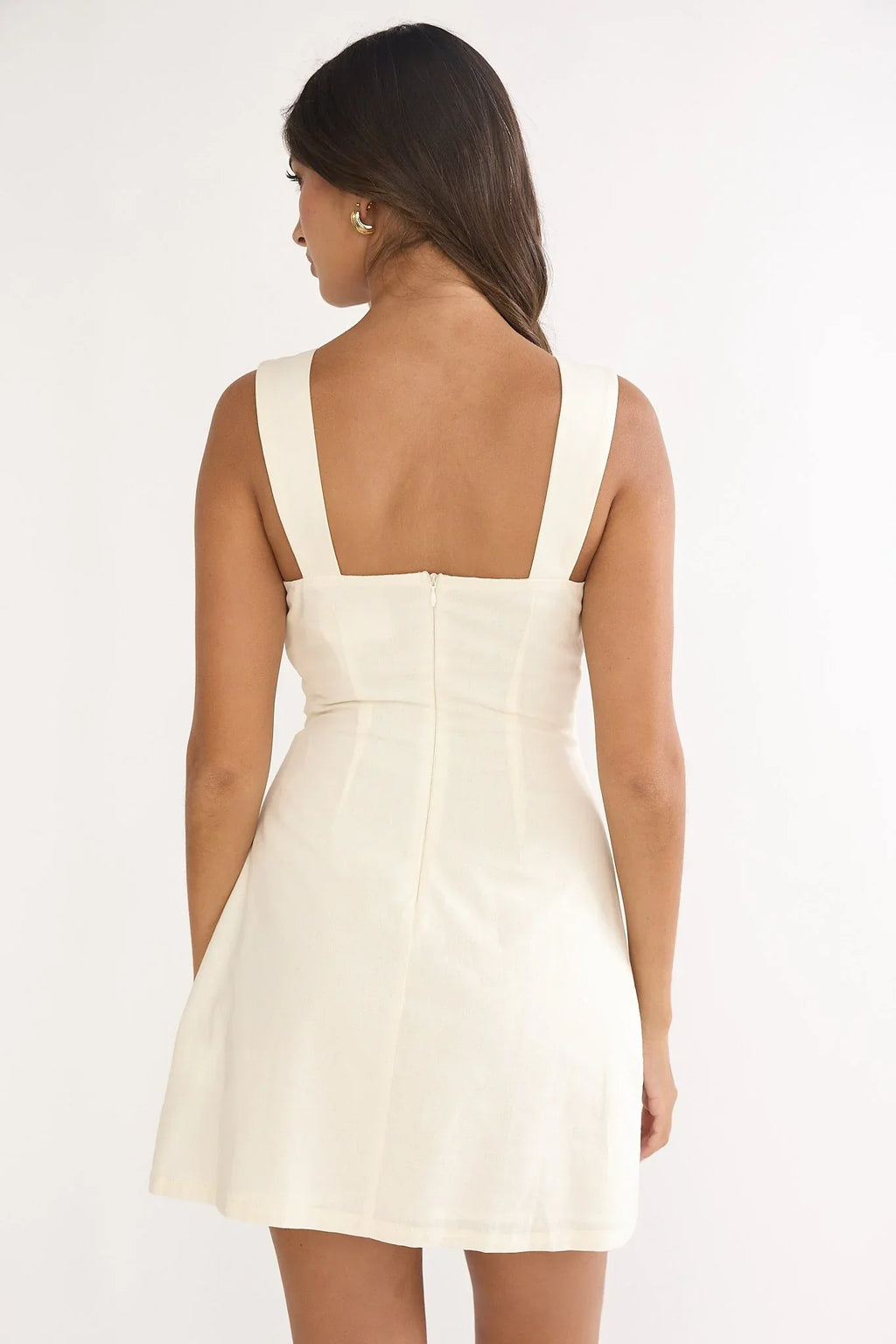 Knowing Bead Neck Mini Dress Cream