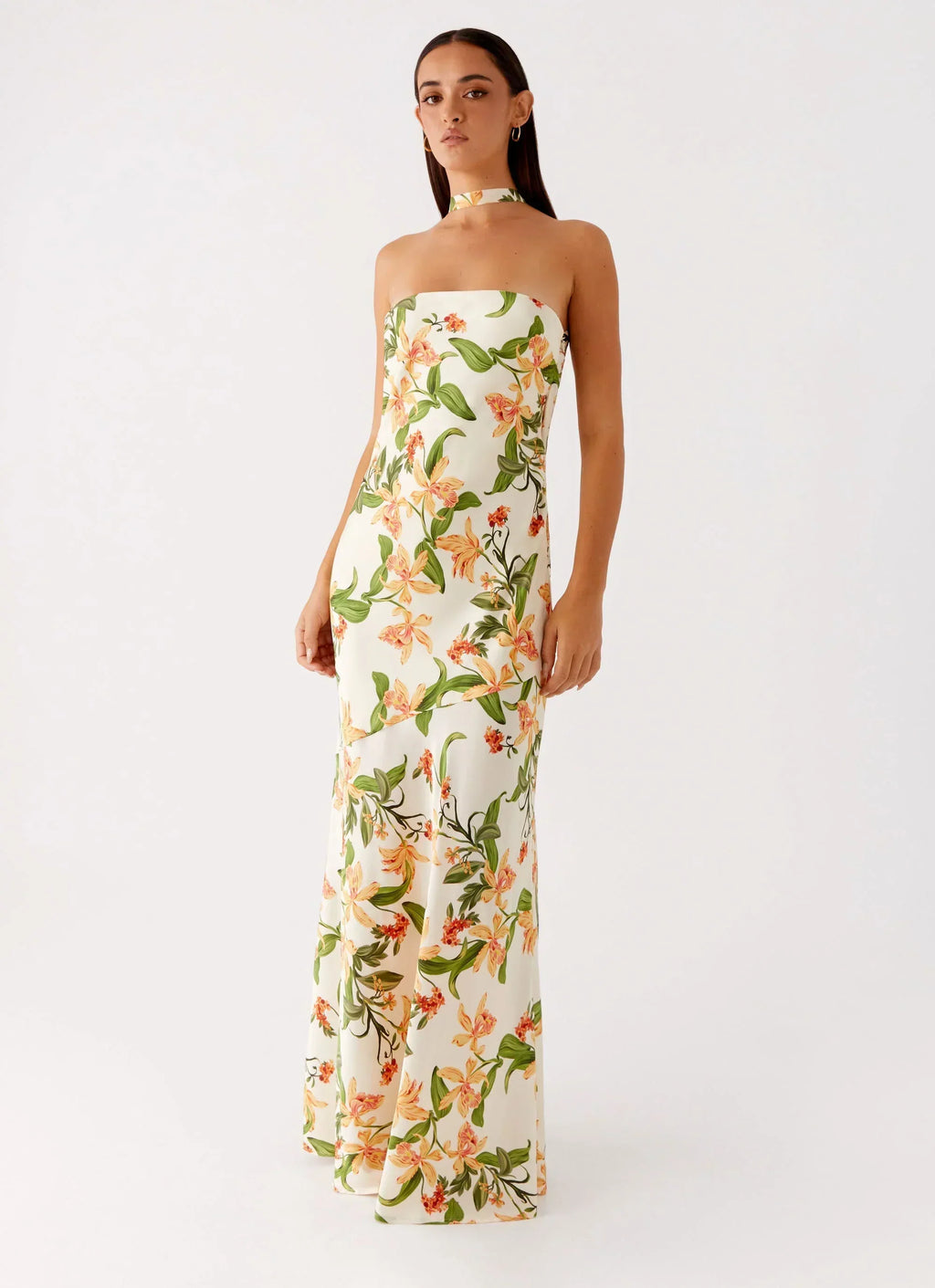 Damali Satin Maxi Dress - Floral Print