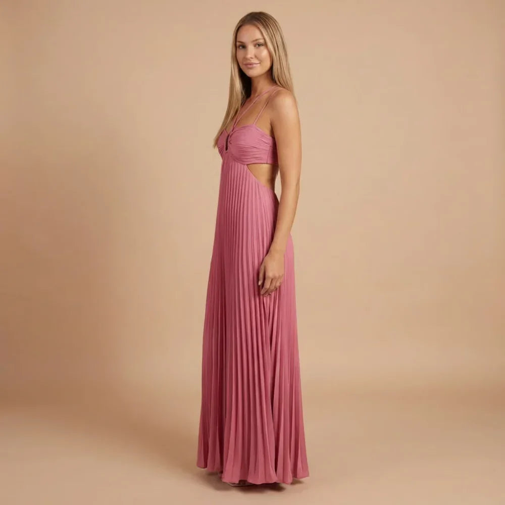 Riley Pleated Halter Maxi Dress