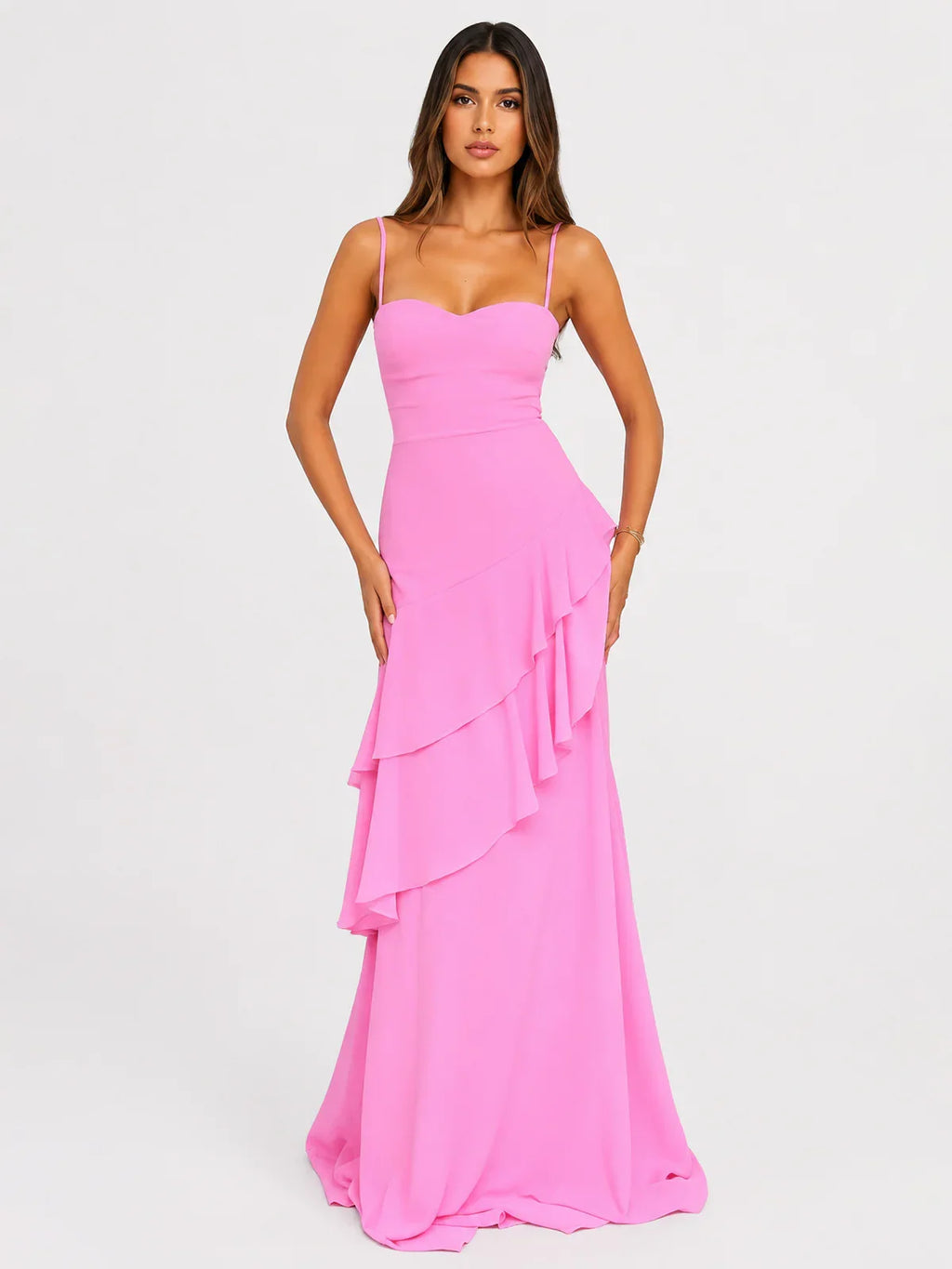 Anais Tiered Ruffle Maxi Dress - Pink