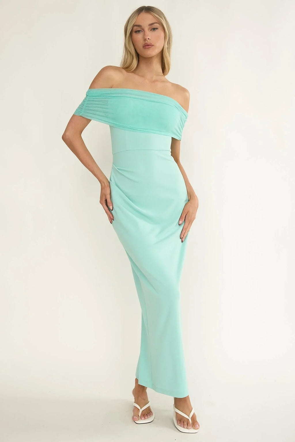Love Languages Off Shoulder Maxi Dress Mint