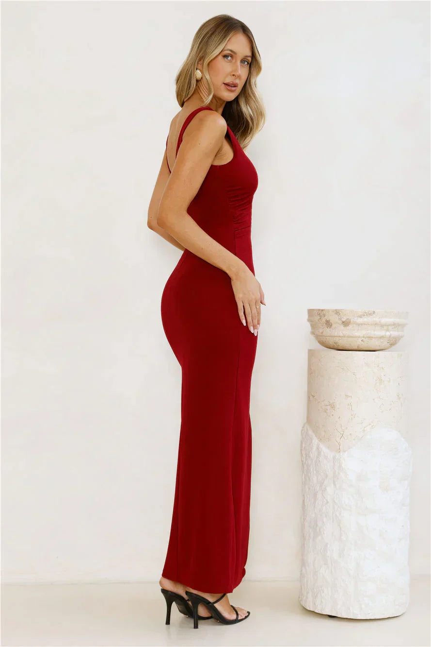 Starlit Grace Maxi Dress Burgundy