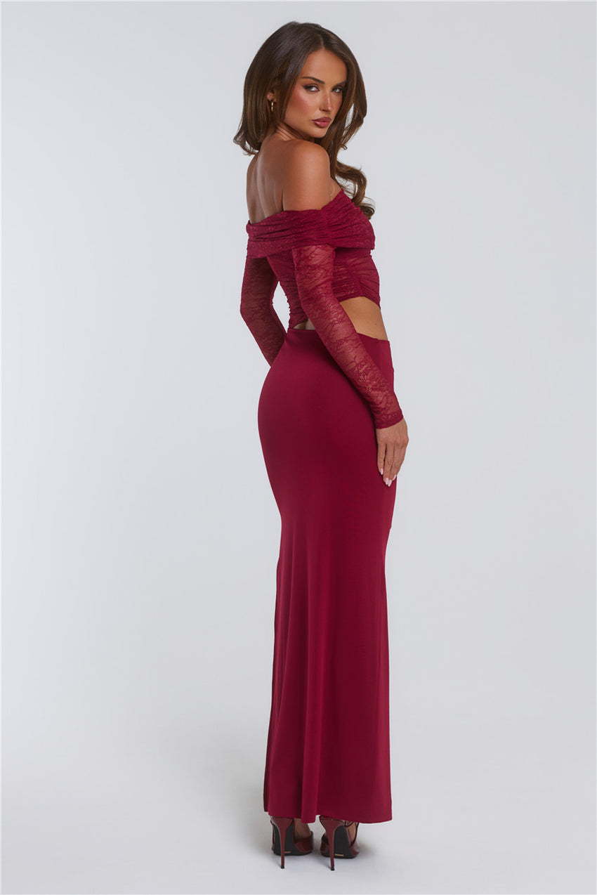 In The Current Strapless Maxi Dress Red