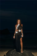 Monaco Sun Knit Halter Maxi Dress Black