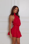 Flaunt It Gorgeous Halter Mini Dress Red