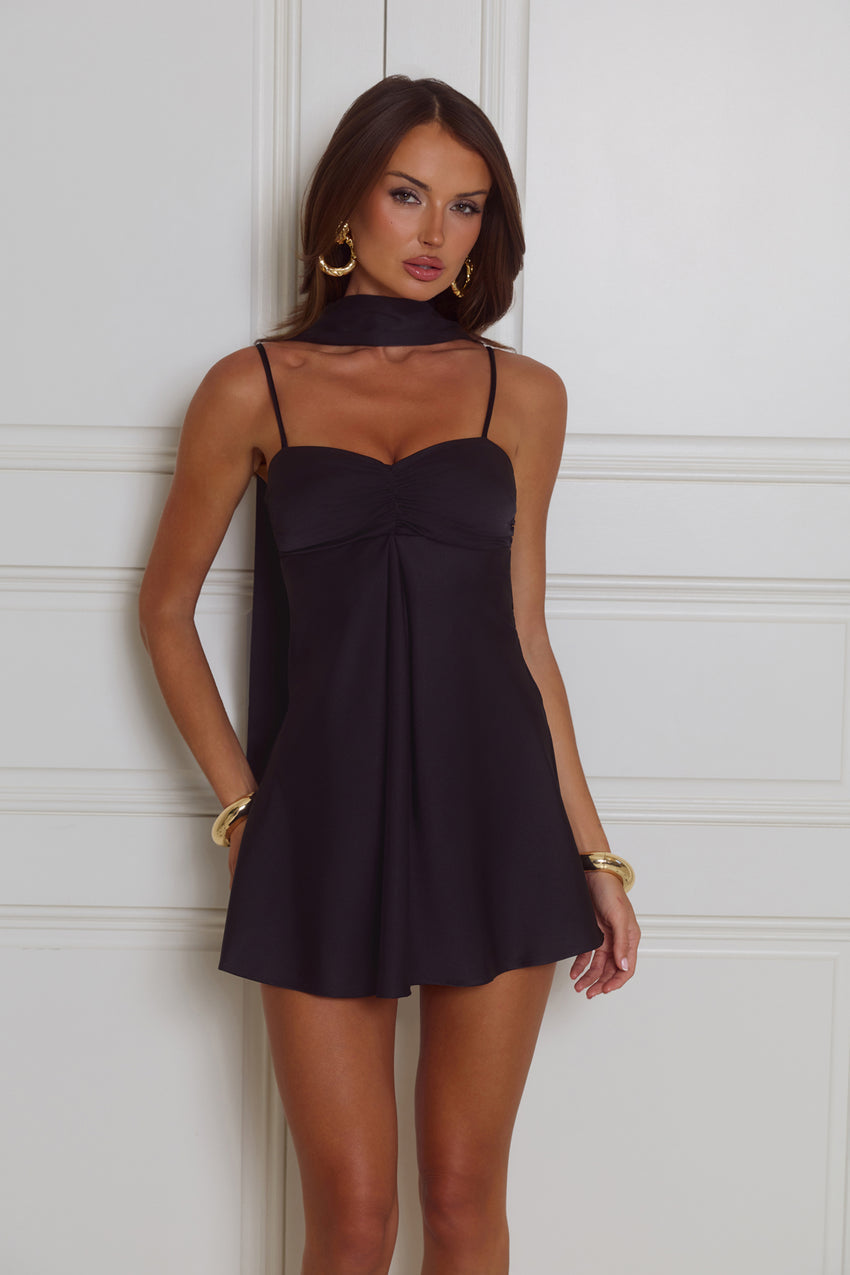 Diva Energy Satin Mini Dress Black