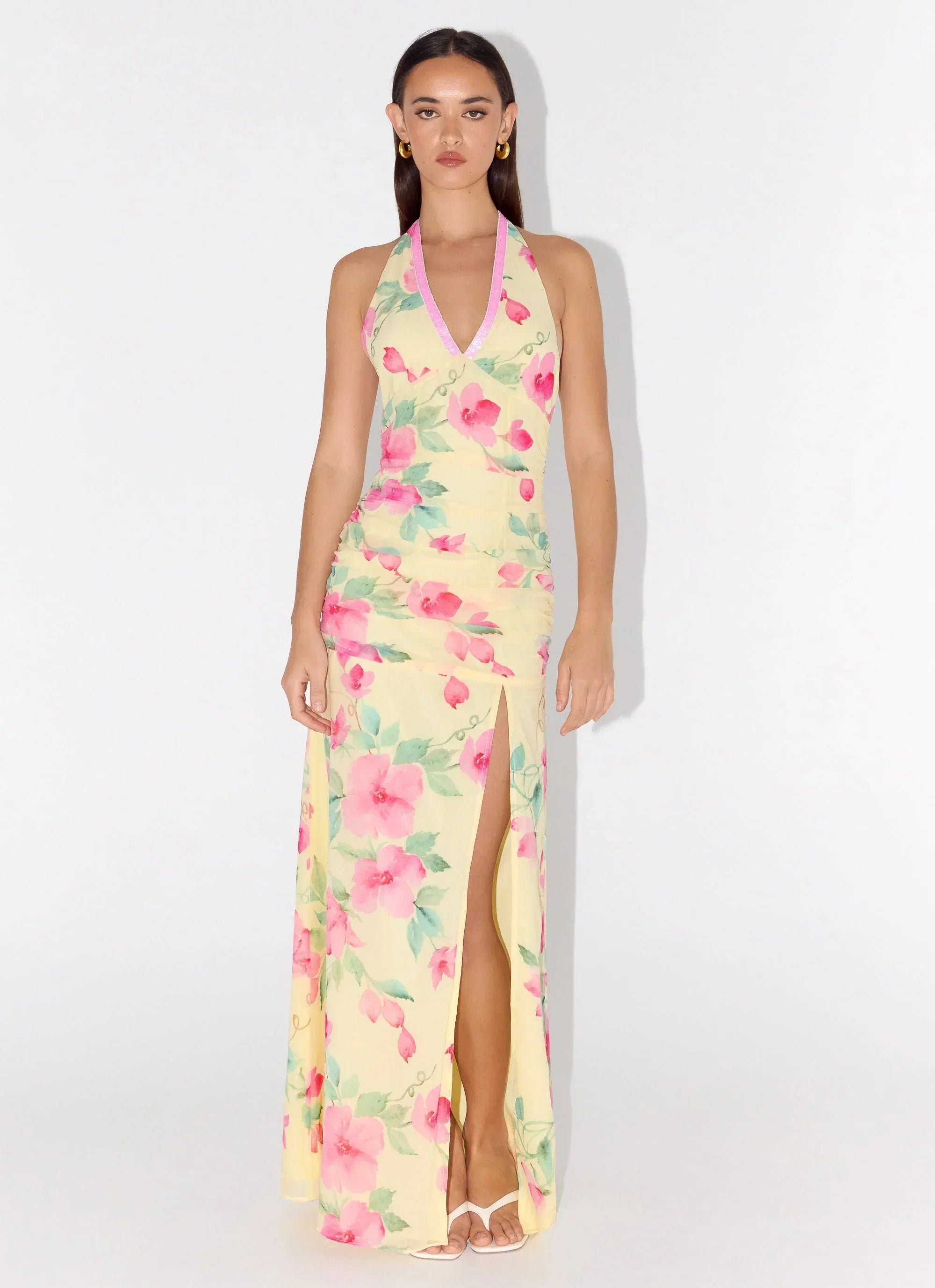 Colada Halter Maxi Dress - Lemon Soleil