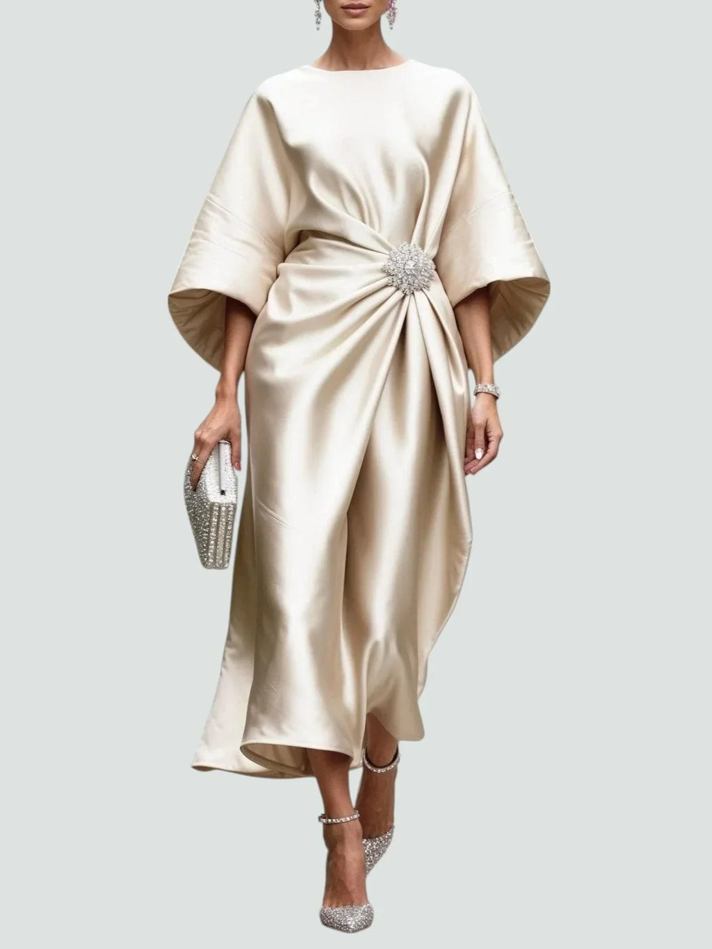 Alessandra Satin Midi Dress