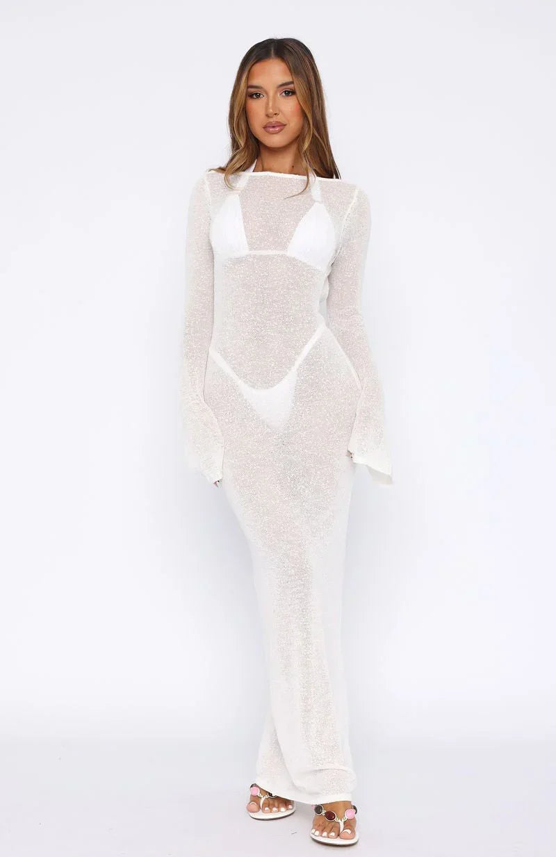 Ivory Wave Maxi Dress