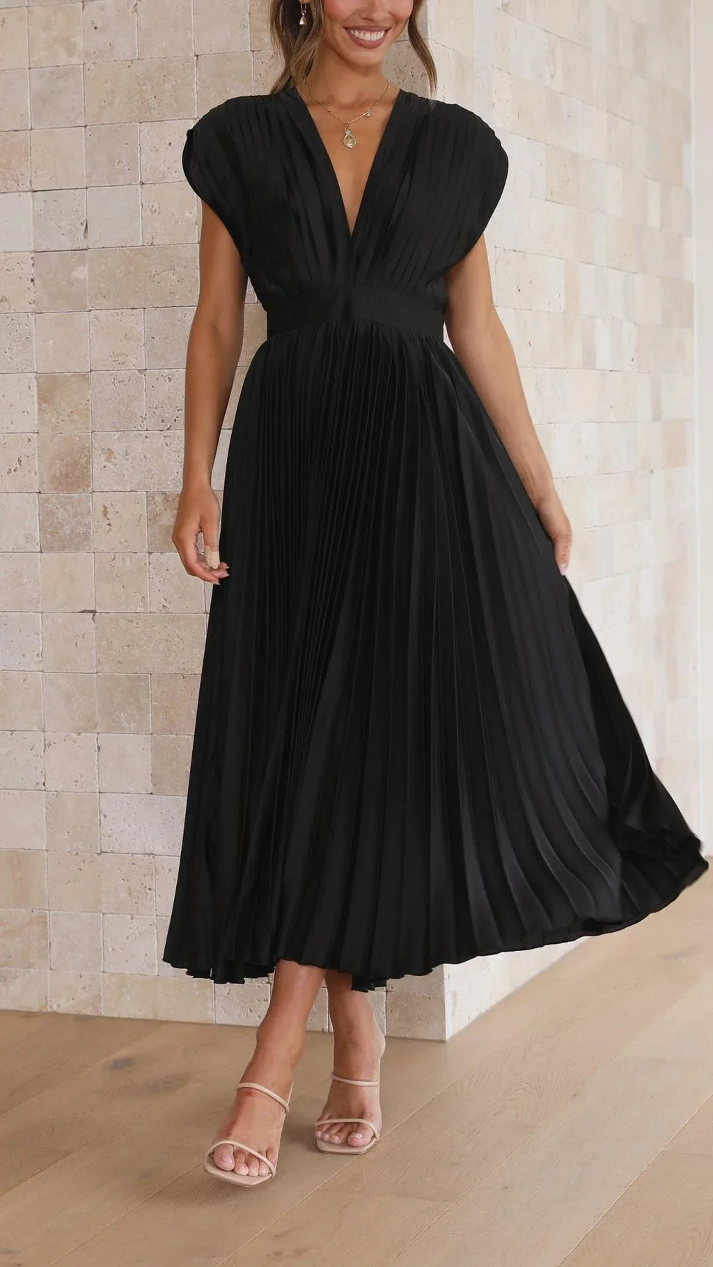 Rosalie Pleated Midi Dress