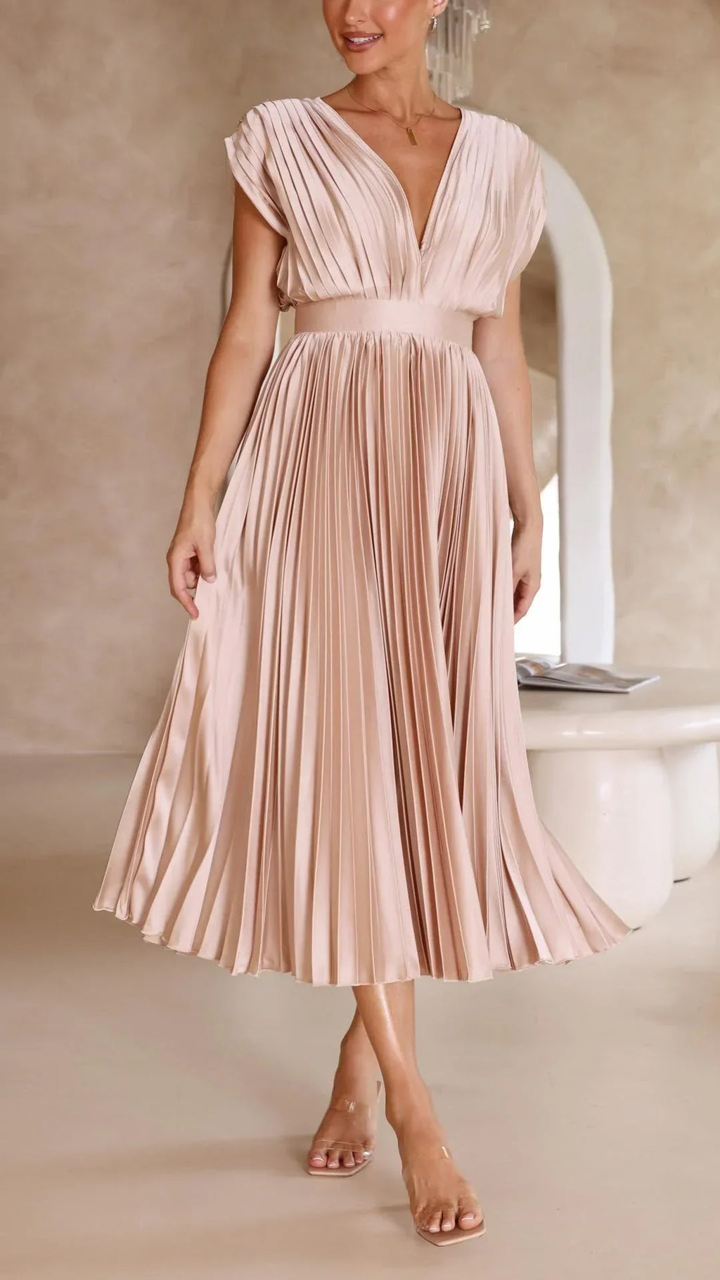 Rosalie Pleated Midi Dress