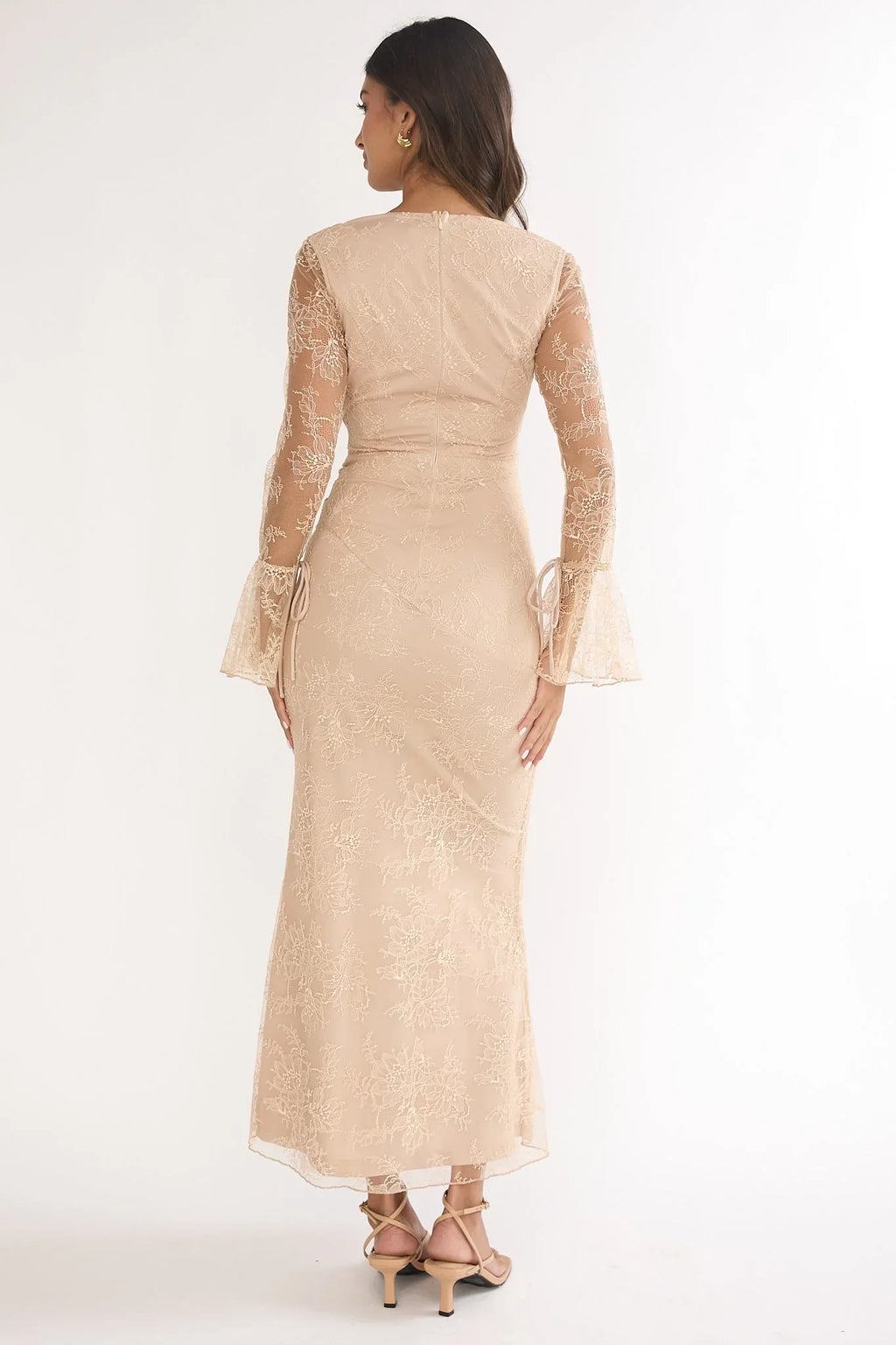 Lysandra Lace Maxi Dress Beige