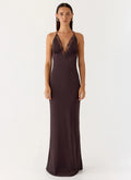 Indya Halter Maxi Dress Chocolate
