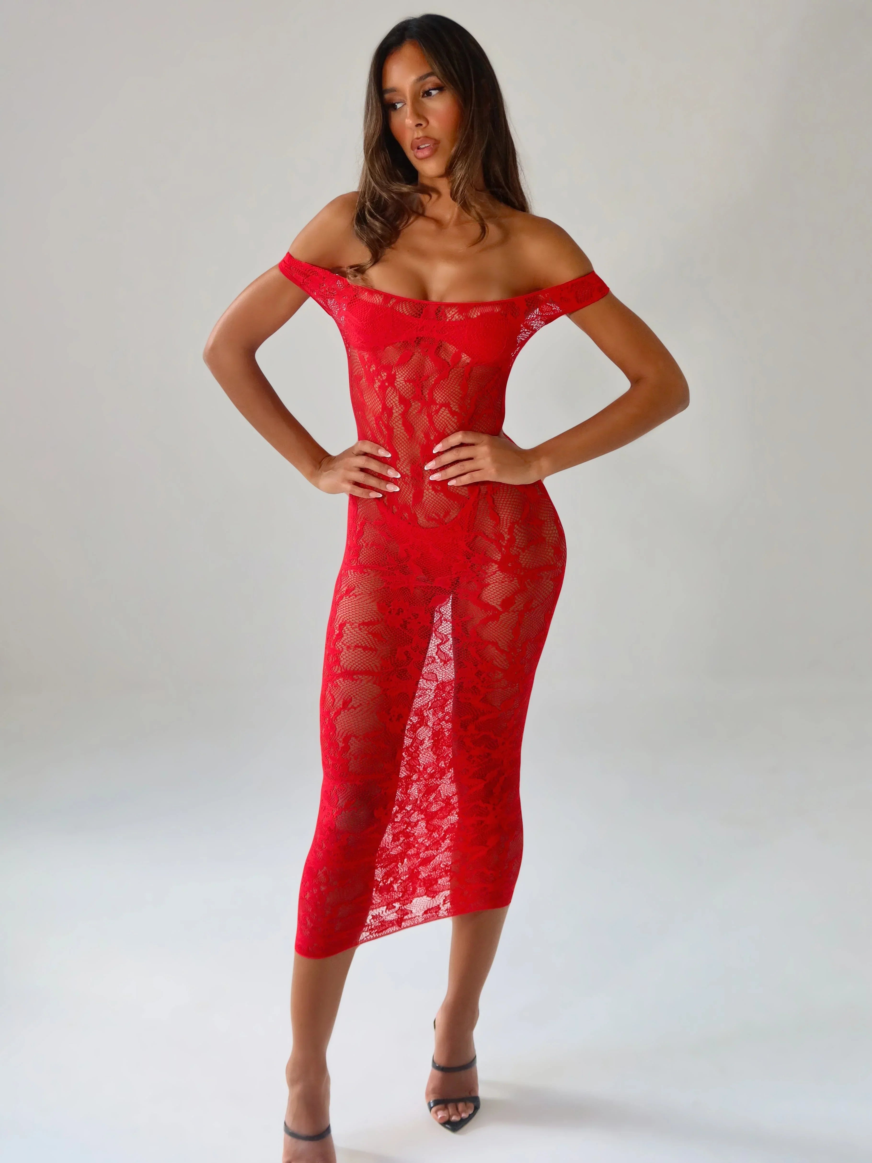 Kaelis Red Midi Dress