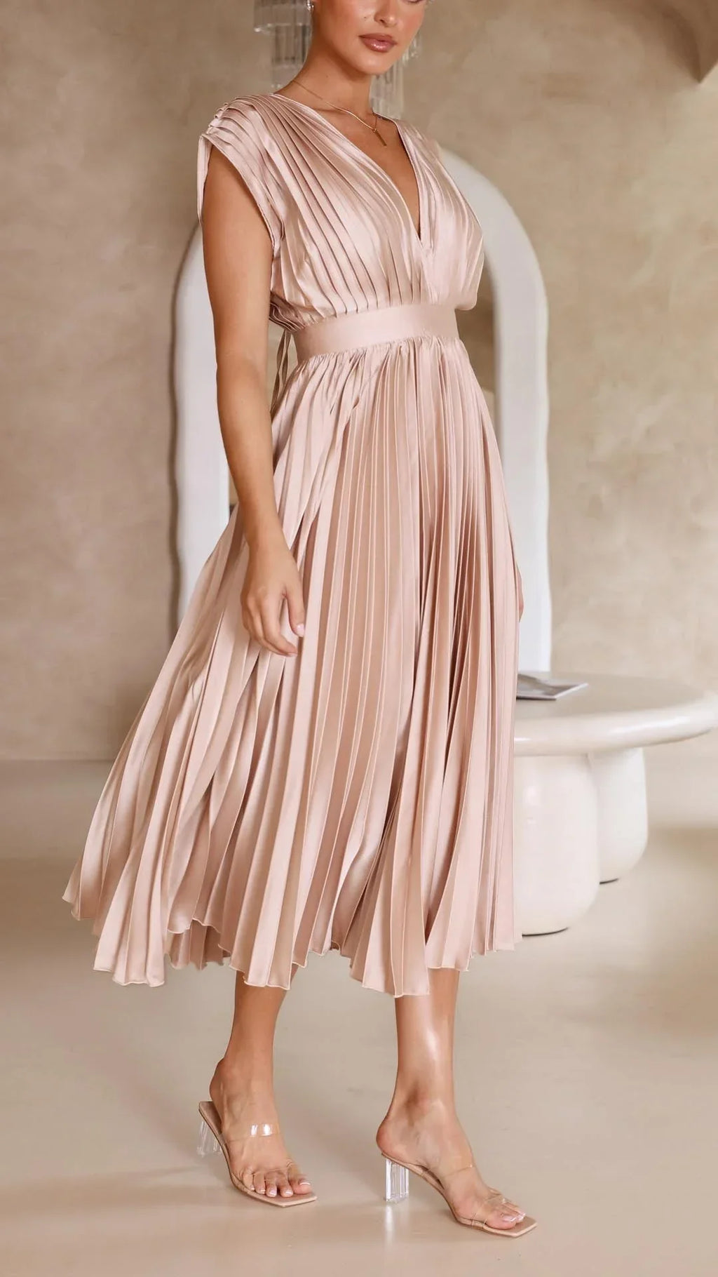 Rosalie Pleated Midi Dress