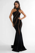 Azelia Velvet Maxi Dress Black