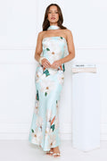 Softly Radiant Satin Maxi Dress Green