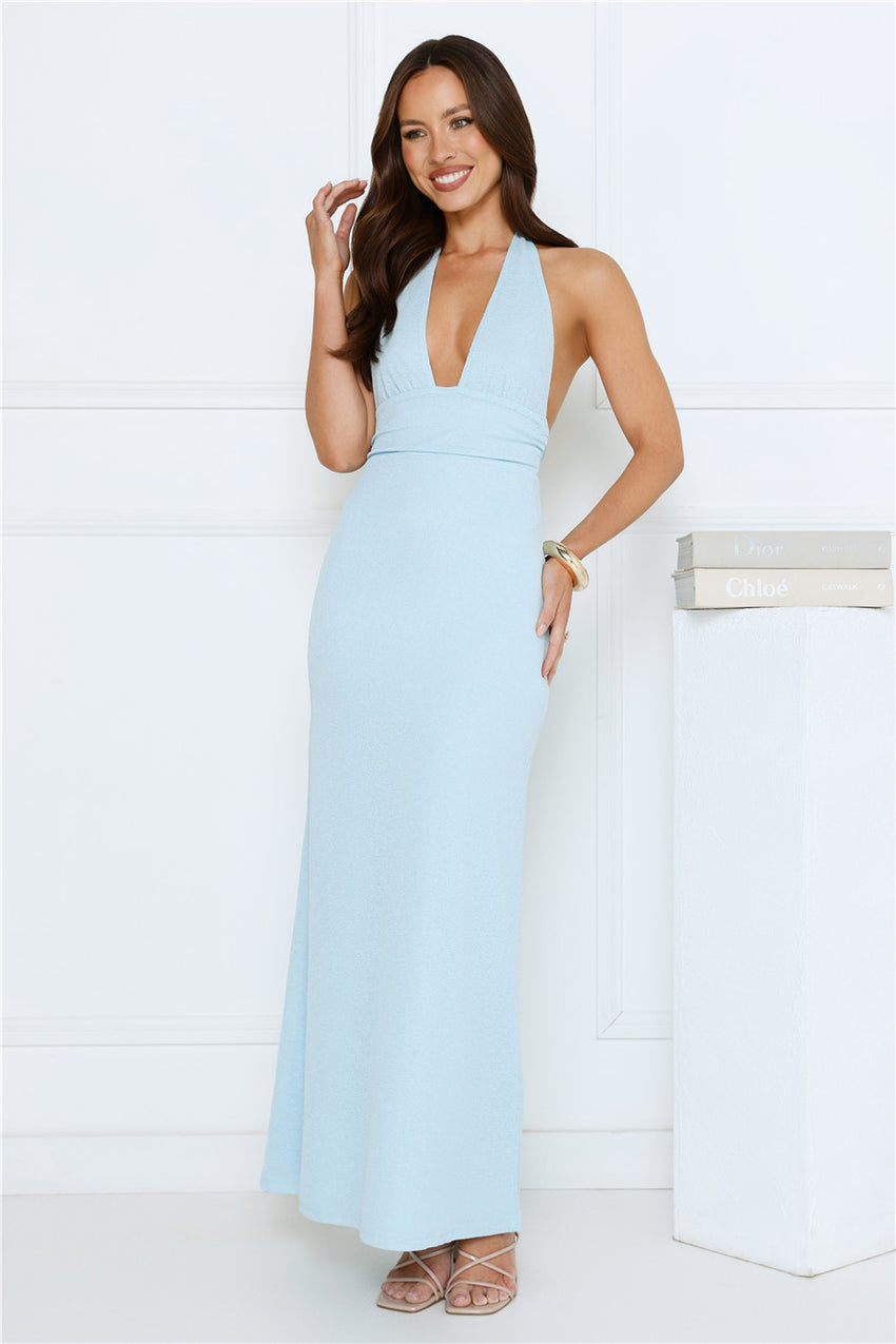 Palm Avenue Halter Maxi Dress Blue